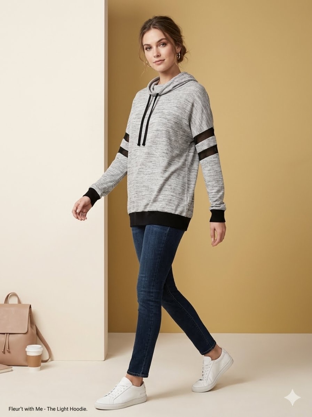 Fleur't with Me Heather-Dye Neck Mesh Stripe Hoodie